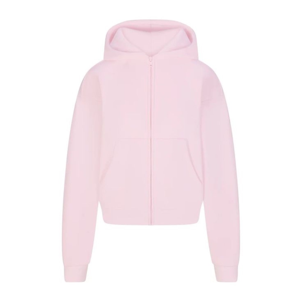 Skims cotton fleece pink zip up Hoodie